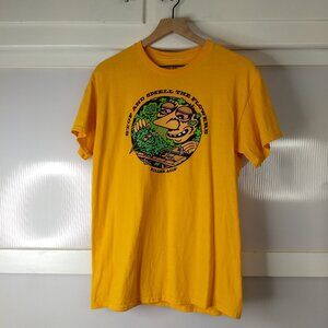 Killer Acid Stop & Smell the Flowers Graphic Gold T-Shirt Tee Tshirt Size Medium